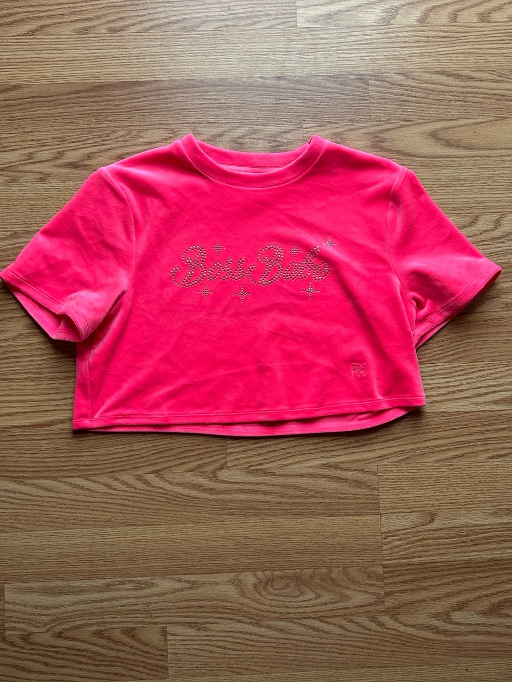 Paris Hilton Boss Babe Velour Crop Top Hot Pink Size Medium